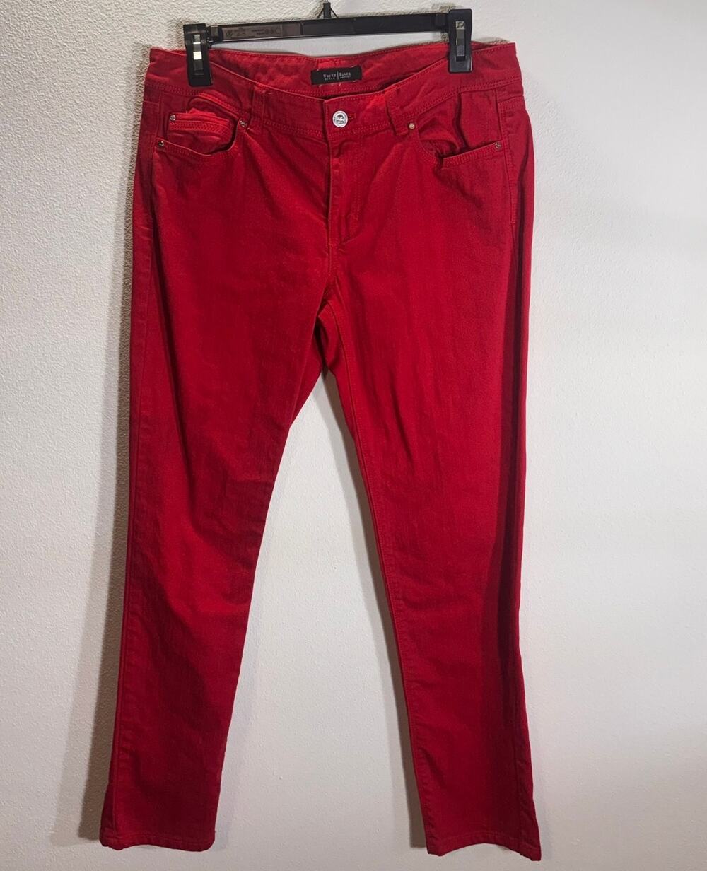 White House Black Market Red Slim Ankle Jeans Size 8 Cotton Stretch Pants